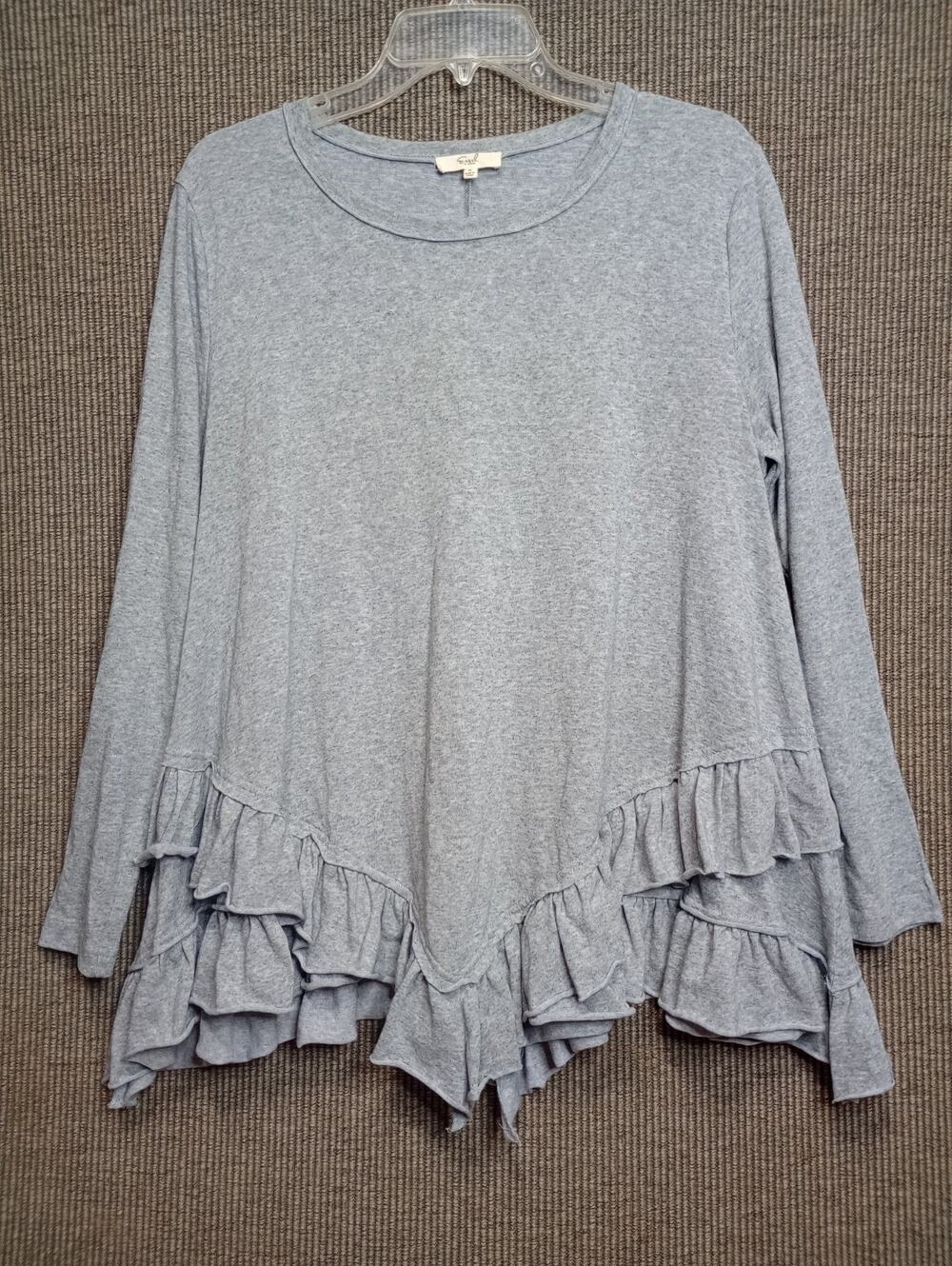 Easel Celian Double Ruffle Tunic in heather gray Medium